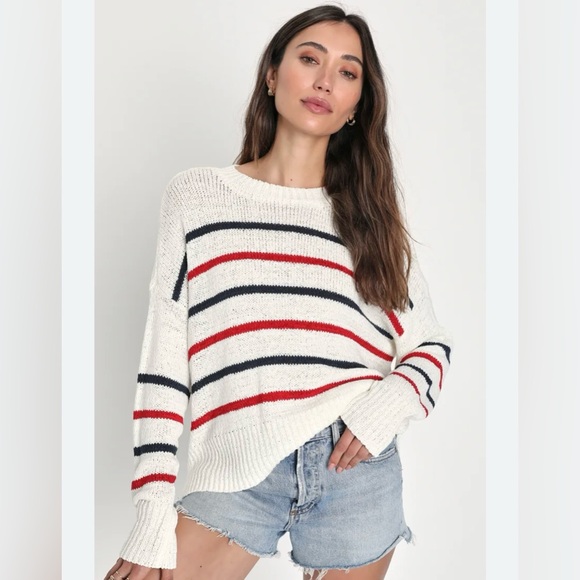 C&C California Long Sleeve Relaxed Fit Striped Sweater Size Medium - Picture 1 of 6